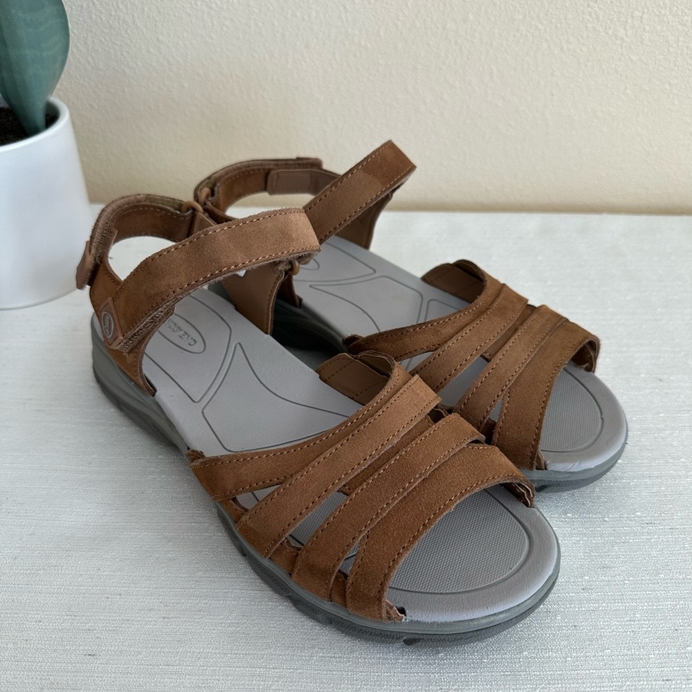 Land’s End Tan Suede Adjustable Strap Comfort Walking Sandals Women’s 9.5D